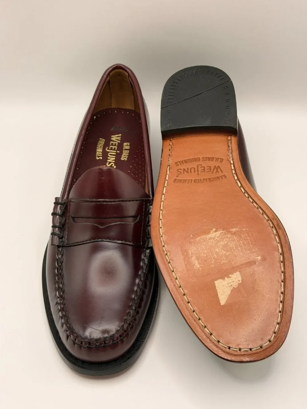 G.H. Bass Men's Larson Weejuns® Melon Leather Burgundy Penny Loafer Sz 7 D